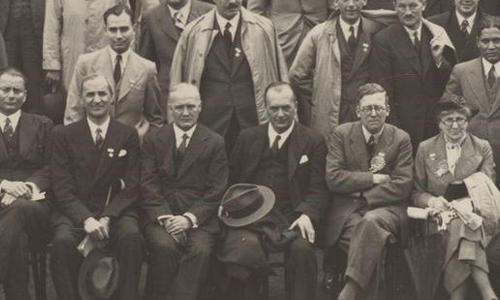 Close-up taken from group photo of delegates attending the Second International Congress of Microbiology held from 25 July – 1 August 1936 at University College London, UK.